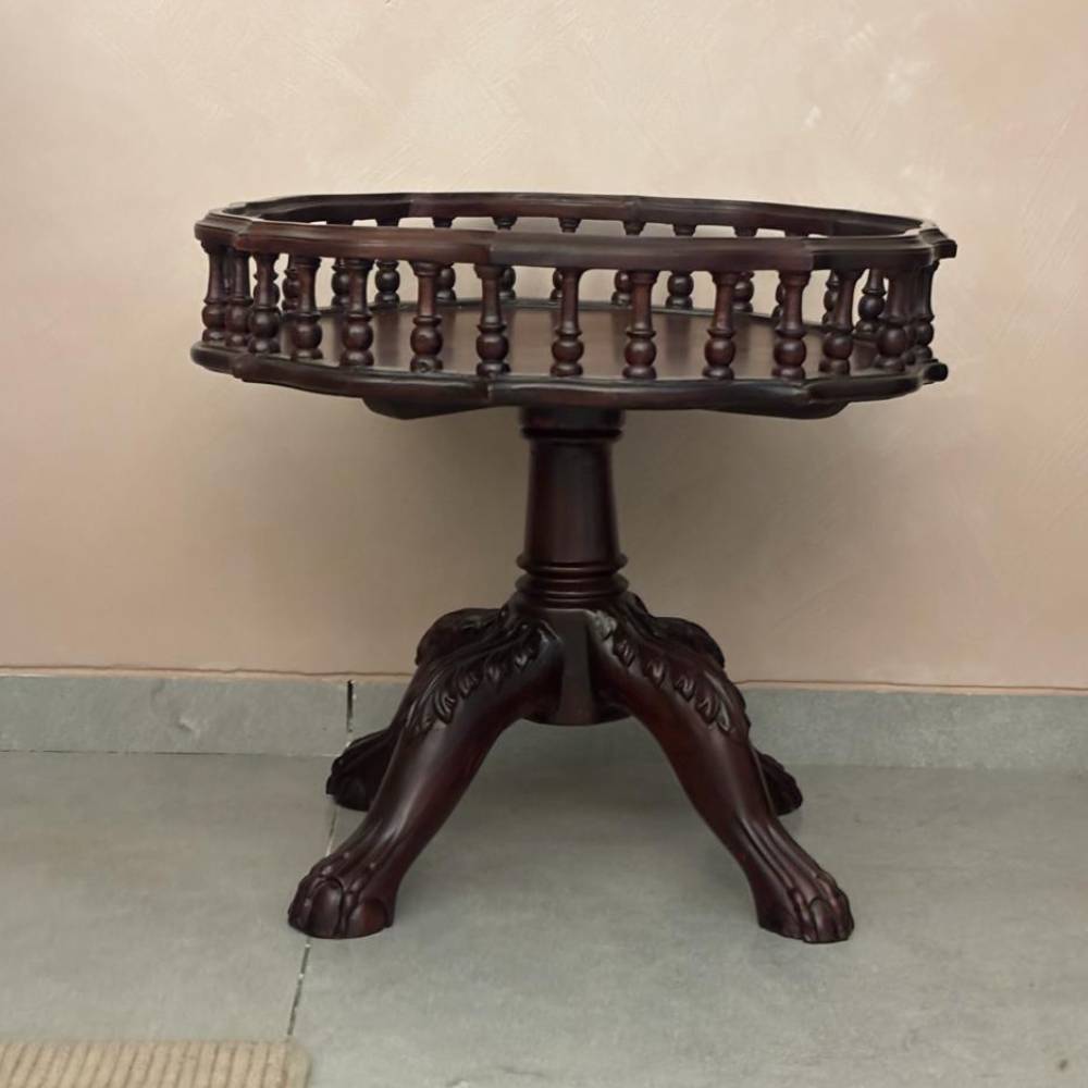 Handcrafted Round Pedestal Side Table