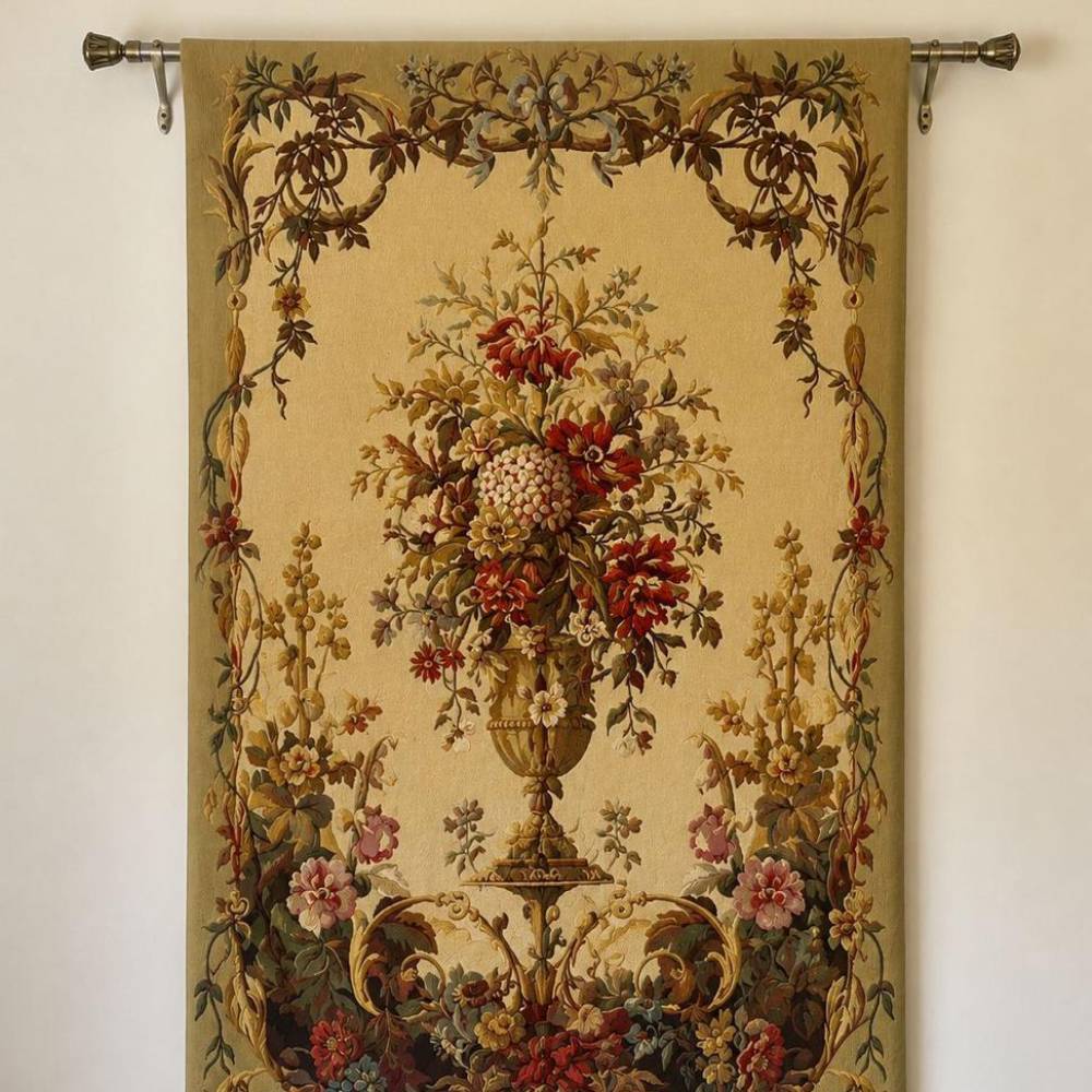 Vintage Floral Urn Tapestry Wall Hanging