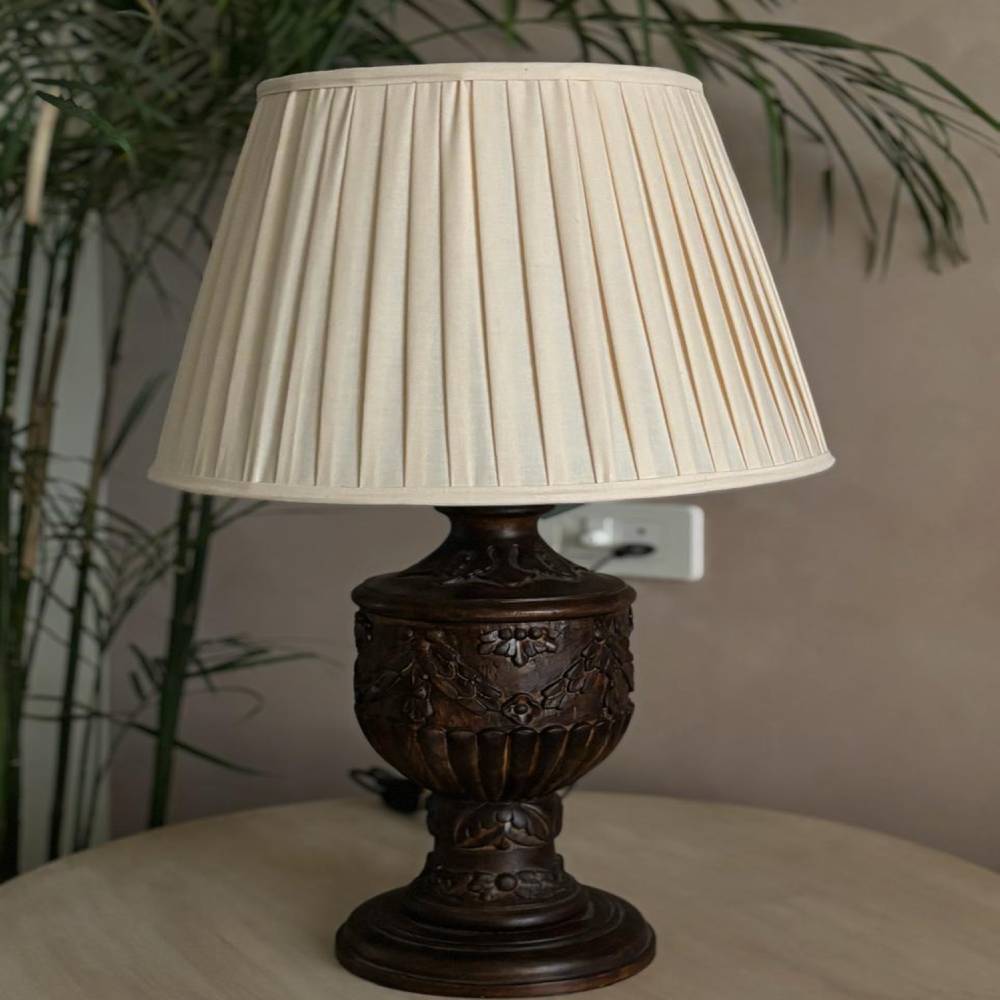 Classic Carved Wooden Table Lamp